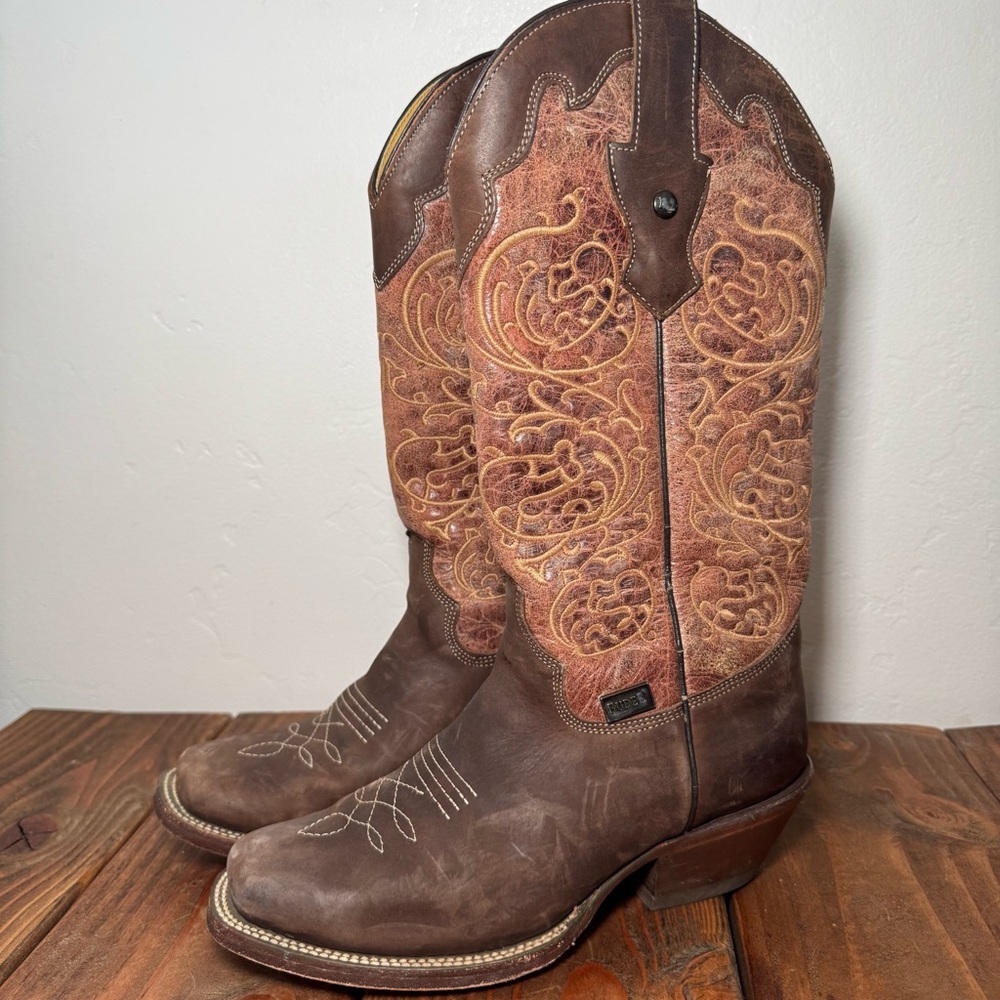 Vintage RUDEL Brown and Tan Heeled Boots - Picture 2 of 6
